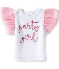 Mud Pie Little Girl Short Sleeve Birthday Sparkle Party T-Shirt