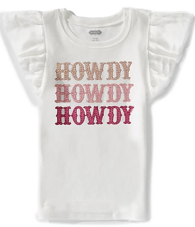 Mud Pie Little Girls Howdy Western Glitter T-Shirt
