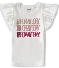 Mud Pie Little Girls Howdy Western Glitter T-Shirt