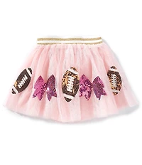 Mud Pie Little Girls Sequin-Embellished Football/Bow-Appliqued Mesh Tutu Skirt