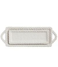 Mud Pie Nested Woven Ceramic Tray Set