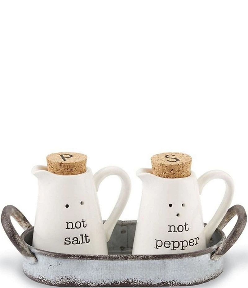 Mud Pie Not Salt & Pepper Caddy Set