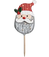 Mud Pie Santa LED Lighted Wooden Yard Stake Decor