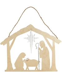 Mud Pie Silver Bells Collection Nativity Door Hanger