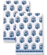 Mud Pie Single Floral Cotton Terry Hand Towels, Set Of 2