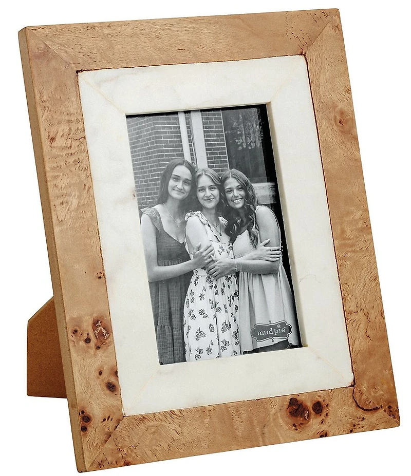 Mud Pie Small Burlwood and Marble Picture Frame, 4#double;x6#double;