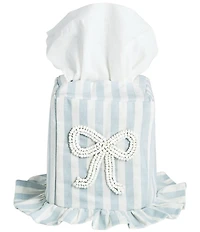 Mud Pie Stripe Bow Collection Striped Ruffle Tissue Box Cover
