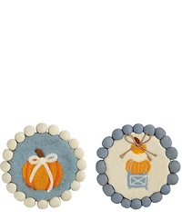 Mud Pie Thanksgiving Collection Pumpkin Topiary Trivets, Set of 2