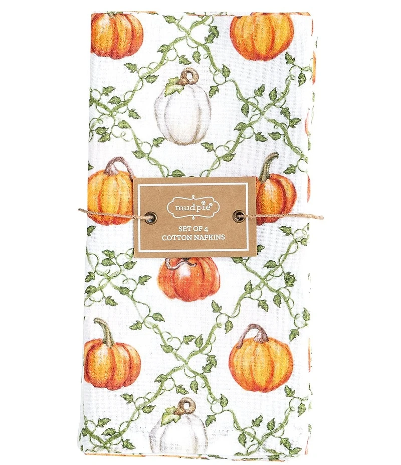 Mud Pie Thanksgiving Collection Pumpkin Vine Napkins, Set of 4