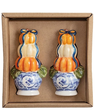 Mud Pie Thanksgiving Collection Topiary Pumpkins Salt & Pepper Shakers