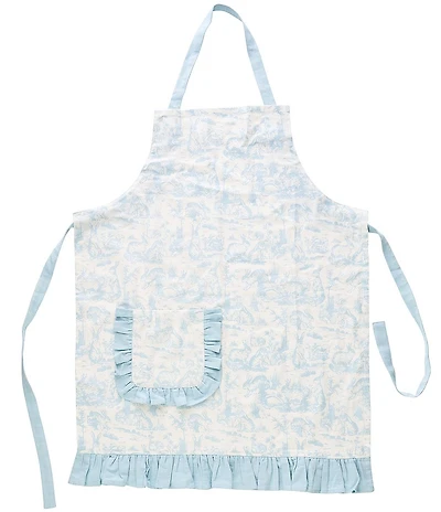 Mud Pie Toile Bunny Ruffle Apron