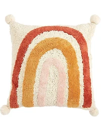 Mud Pie Tufted Rainbow Pom Decorative Square Pillow