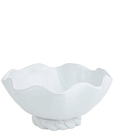 Mud Pie Ruffled Rim Twisted Base Ceramic Bowl