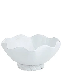 Mud Pie Ruffled Rim Twisted Base Ceramic Bowl