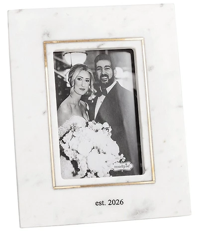 Mud Pie Wedding Collection Est. 2026 Gold Inlay Marble Frame, 4x6#double;
