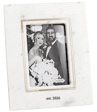 Mud Pie Wedding Collection Est. 2026 Gold Inlay Marble Frame, 4x6#double;