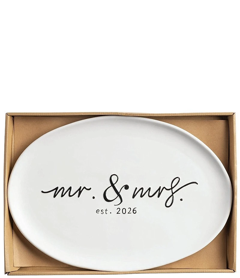 Mud Pie Wedding Collection Mr. & Mrs. Est. 2026 Oval Platter