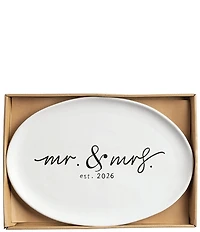 Mud Pie Wedding Collection Mr. & Mrs. Est. 2026 Oval Platter
