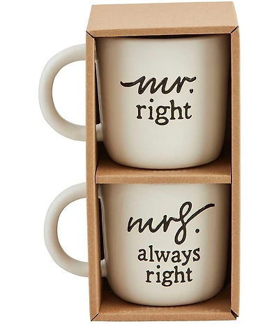 Mud Pie Wedding Collection Mr. Right & Mrs. Always Right Mug, Set of 2