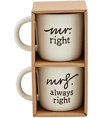 Mud Pie Wedding Collection Mr. Right & Mrs. Always Right Mug, Set of 2