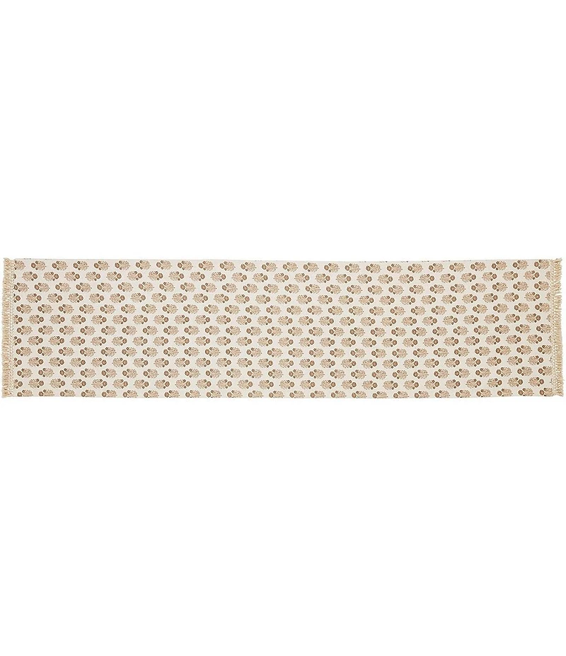 Mud Pie Westport Taupe Block Print Runner, 72#double;