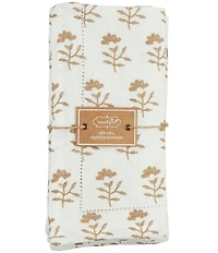 Mud Pie Westport Taupe Flower Block Print Icon Napkins, Set of 4