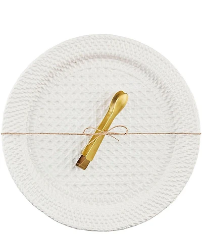 Mud Pie Westport Woven Stoneware Platter Set