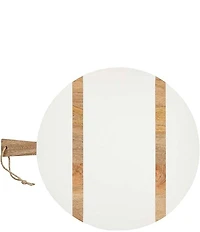 Mud Pie White Large Round Wood Board