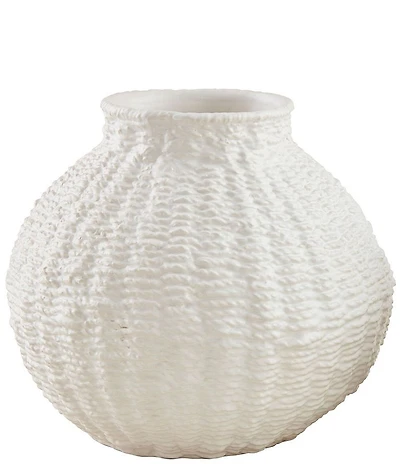 Mud Pie Woven Ceramic Round Decorative Vase