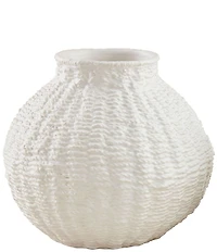 Mud Pie Woven Ceramic Round Decorative Vase