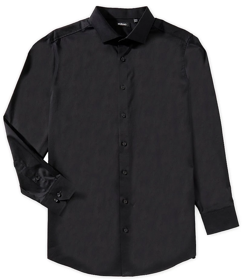 Murano Big & Tall Solid Sateen Long Sleeve Woven Shirt