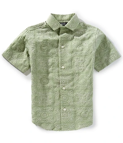 Murano Big Boys Printed Embroidered Point Collar Short Sleeve Button Front Shirt