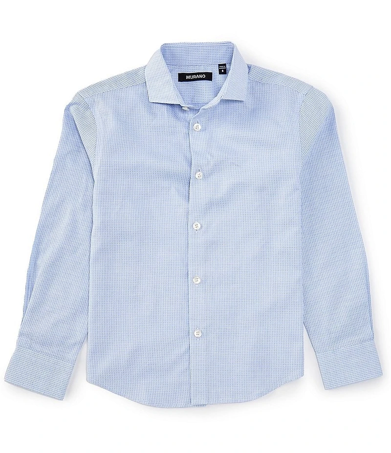 Murano Big Boys Slim Spread Collar Patterned Shirt