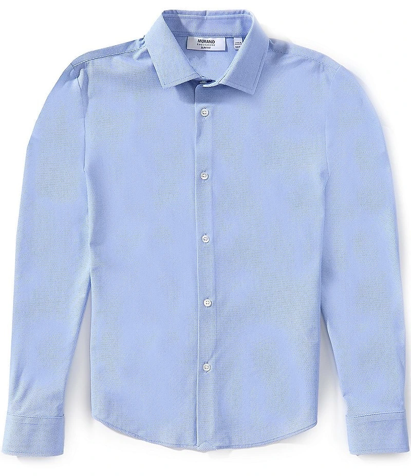 Murano Big Boys Collezione Canclini Slim-Fit Micro Pattern Long-Sleeve Techno Woven Shirt