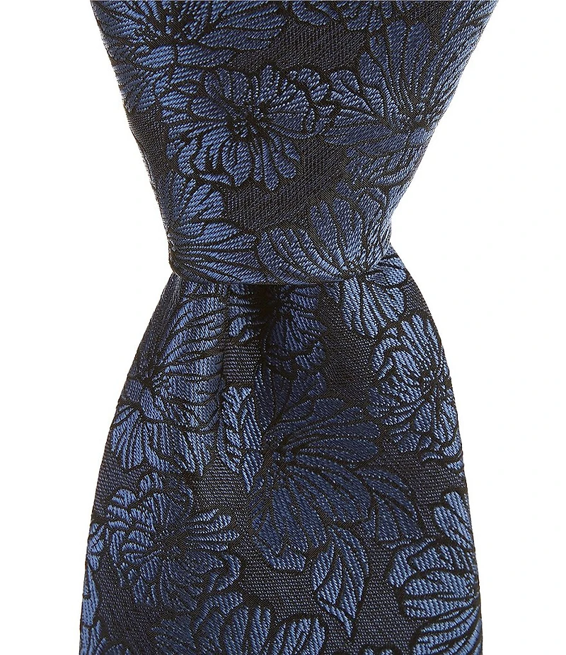 Murano Cade Flower Print 3#double; Silk Blend Tie
