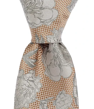 Murano Floating Flower 3#double; Narrow Woven Silk Blend Tie