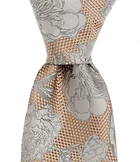 Murano Floating Flower 3#double; Narrow Woven Silk Blend Tie