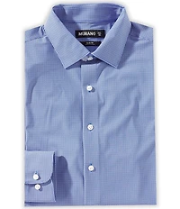 Murano Slim Fit Digital Printed Houndstooth Warp-Knit Long Sleeve Dress Shirt