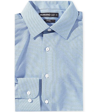 Murano Slim Fit Non-Iron Spread Collar Geo Knit Dress Shirt