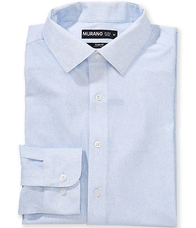 Murano Slim Fit Non-Iron Spread Collar Paisley Print Dress Shirt