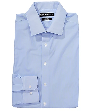Murano Slim Fit Non-Iron Spread Collar Piece Dye Knit Dress Shirt