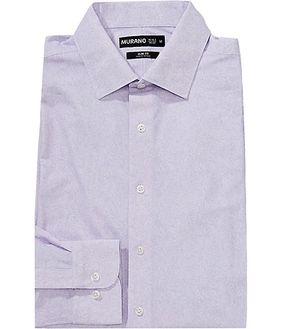 Murano Slim Fit Non-Iron Spread Collar Paisley Printed Dress Shirt
