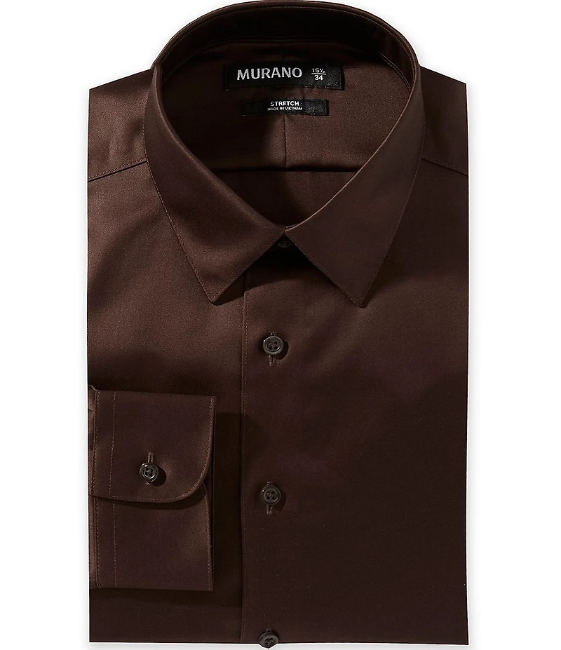 Murano Slim Fit Non-Iron Spread Collar Solid Dress Shirt