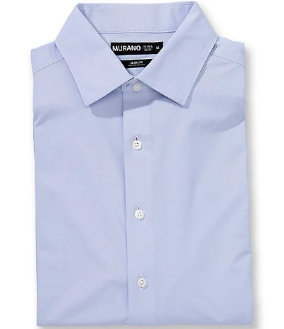 Murano Slim Fit Non-Iron Spread Collar Solid Knit Dress Shirt