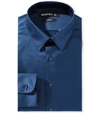 Murano Slim-Fit Point Collar Solid Sateen Dress Shirt