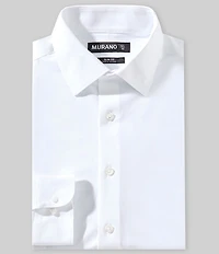 Murano Slim Fit Solid Warp-Knit Long Sleeve Dress Shirt