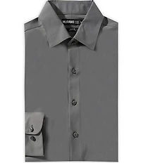 Murano Slim Fit Solid Warped Knit Long Sleeve Dress Shirt