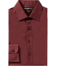 Murano Slim Fit Solid Warped Knit Long Sleeve Dress Shirt