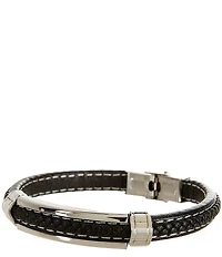 Murano Steel Braided Leather Bracelet