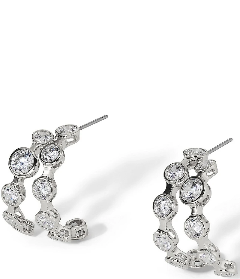 Nadri Brooklyn Double Row C Hoop Earrings